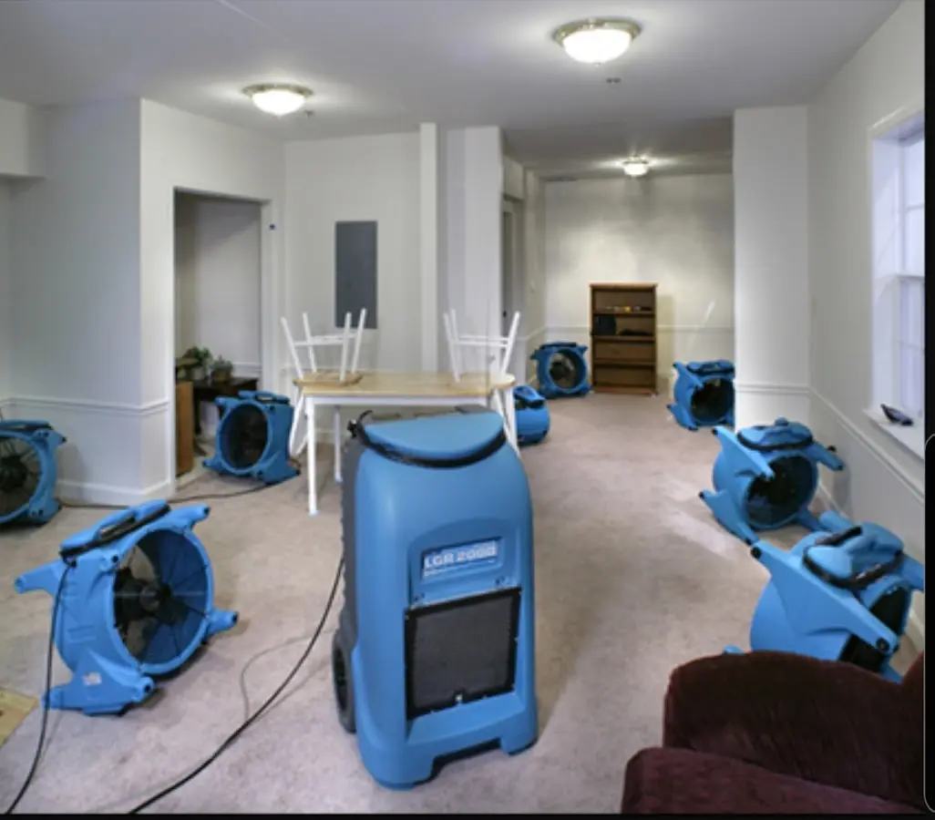 Air movers and dehumidifier setup for Water Extraction & Removal in Lawndale